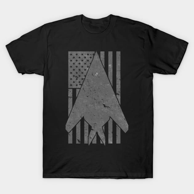 F-117 Nighthawk Stealth Airplane Vintage Flag T-Shirt by DesignedForFlight